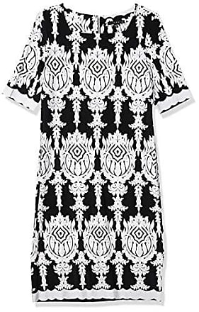 Tiana B. Womens Square Neck Puff Print Sheath Dress, Black/White, 8