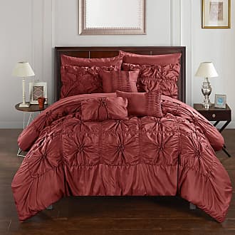 Chic Home Design Alianna 9-Piece Burgundy Queen Comforter Set in the  Bedding Sets department at