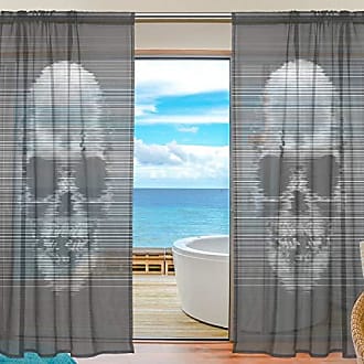 Yibaihe Mnsruu Dinosaurier-Vorhänge für Wohnzimmer Fenstervorhang Tüll 2 Paneele Voile Schlafzimmer 213 cm lang 