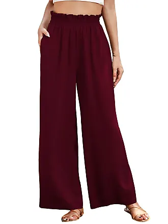 Women Pants Trousers Summer Fashion Thin Wide Leg Pants Loose High Waist  Casual Women Pants Skirt Pants Dance Pants 4XL (Color : Red, Size : XX-Large)  : : Clothing, Shoes & Accessories