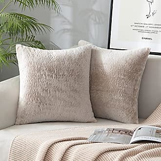 Soft Fluffy Sherpa Throw Pillow Decorative Cushion, Beige, 18 x 18 In, 2  Pack