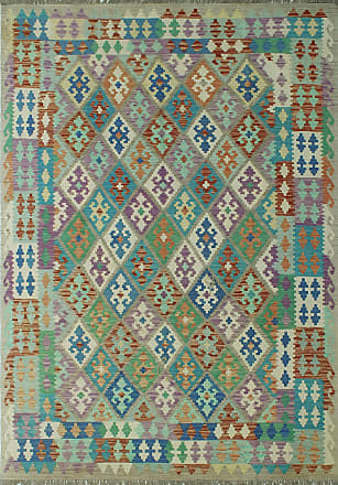 5'7 x 7'8 Blue Rug Noori Rug Handmade High-Low Kilim Malcolm Green/Lt 