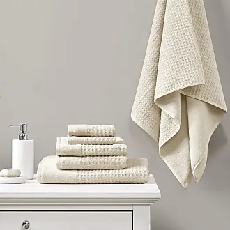 Great Bay Home Cotton Diamond Textured Quick-Dry Towel Set (Bath Towel  (4-Pack), Light Grey) 