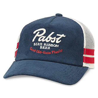 Original Retro Brand PBR Beer Retro Brand Red Distressed Mesh Snapback Hat  Cap, One Size
