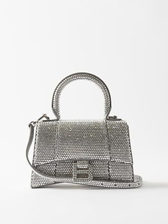 Grey Hourglass XS sequinned leather cross-body bag