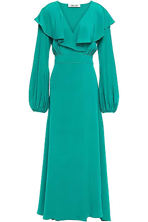 Diane Von Fürstenberg Diane Von Furstenberg Woman Ruffled Silk Crepe De Chine Maxi Dress Jade Size 10