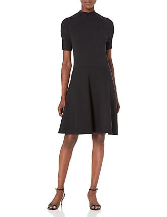 Lark & Ro Amazon Brand - Lark & Ro Womens Matisse Half Sleeve Funnel Neck Cut Out Dress, Black, X-Large