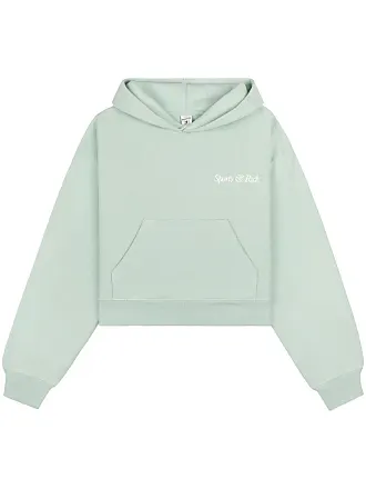 Cropped shell-trimmed embroidered fleece sweatshirt