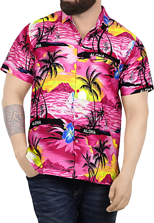 CLUB CUBANA Mens Slim Fit Classic Short Sleeve Casual Floral Hawaiian Shirt 