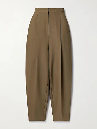 Teyana pleated satin wide-leg pants in neutrals - Khaite