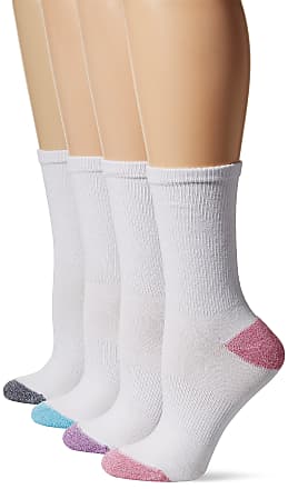 Hanes Womens Cool Comfort Sport 4-Pack Crew Socks, 5-9, White Assortment