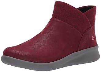 Clarks Womens Sillian 2.0 Dusk Ankle Boot, Maroon Synthetic Nubuck, 55 M US