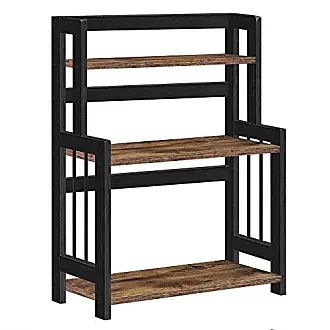 SONGMICS Spice Rack, 2-Tier Counter Shelf, Desktop Storage Organizer, for Countertop, Kitchen, Office, Living Room, Rustic Brown and Black UOFS046B01