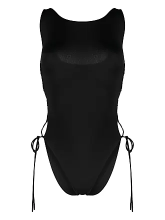 Arezzo V-neck Panel Swimsuit - Black Texture