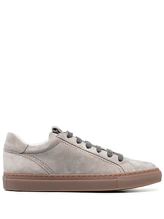 Brunello Cucinelli Brand-embellished Suede Low-top Trainers in Natural for  Men