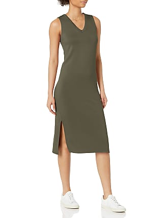 Daily Ritual Womens Supersoft Terry Relaxed-Fit Sleeveless V-Neck Midi Dress, Olive, XX-Large