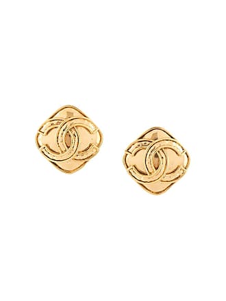 1990 CC diamond-quilted clip-on earrings