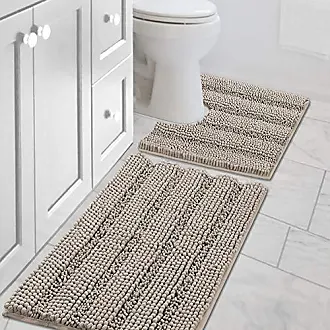 NICETOWN Taupe Bathroom Rugs and Mats Sets, Bath Mats, Slip