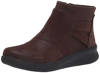 clarks collection suede ankle boots with bow
