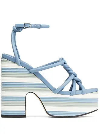 Metal Buckle Cross Strap Fashion Pumps Shoes Blue Denim Upper Breathable  Summer Sandals Square Toe Platform Heel Sandal Women - AliExpress