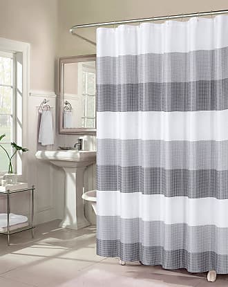 72" x 72" Waterproof Silk~y Fabric Shower Curtain Stripe Solid Grommet 12 Rings 