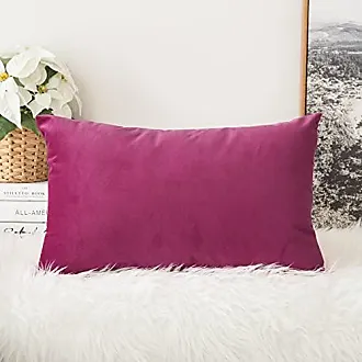 MIULEE Pink Throw Pillow Cover with Tassels Fringe Velvet Soft