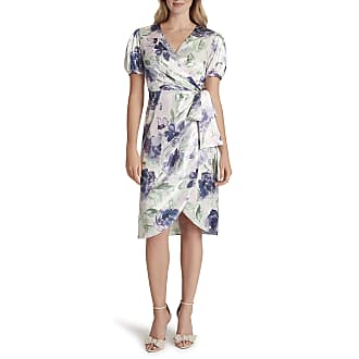 Tahari by ASL Womens Puff Sleeve Surplus Floral Print Knot Tie Dress, Grape Pure Posey, 10