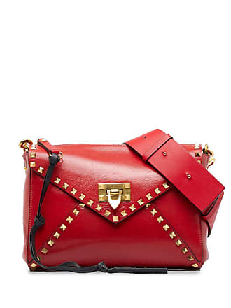 Valentino Red Leather Medium Rockstud Hype Shoulder Bag