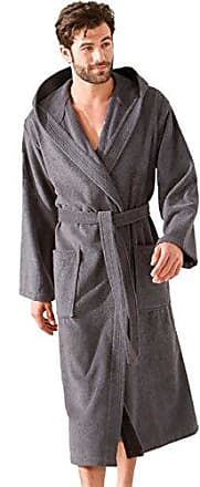 Hommes Luxe 100% éponge coton Peignoir Robe De Chambre Enveloppant Pyjama HT566 Hooded Medium / Large Grey 