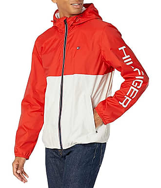 tommy hilfiger men's lightweight active water resistant hooded rain jacket