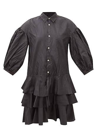 Comme Des Garçons Comme Des Garçons Comme Des Garçons - Puff-sleeve Ruffled-hem Taffeta Dress - Womens - Black