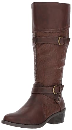 Easy Street Womens Kelsa Plus Harness Boot, Brown/Embossed, 6 2W US