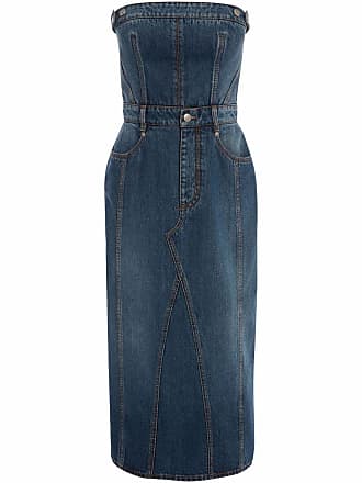 Alexander McQueen denim-tube-dress - women - CottonCotton - 38 - Blue