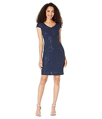 Alex Evenings Short Corded Lace Sheath V-Neck Dress