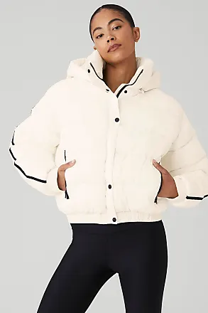 Alo Yoga LA Cropped White Sherpa Hooded Jacket Size Large