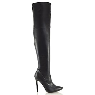 ESSEX GLAM New Womens Thigh HIGH Boots Ladies Over The Knee Stretch Evening Block MID Heel 