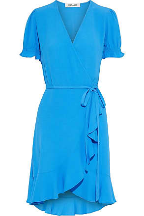 Diane Von Fürstenberg Diane Von Furstenberg Woman Emilia Ruffled Crepe Mini Wrap Dress Azure Size XXS