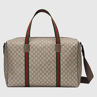 Gucci Leather- and Webbing-Trimmed Monogrammed Supreme Coated-canvas Holdall - Beige