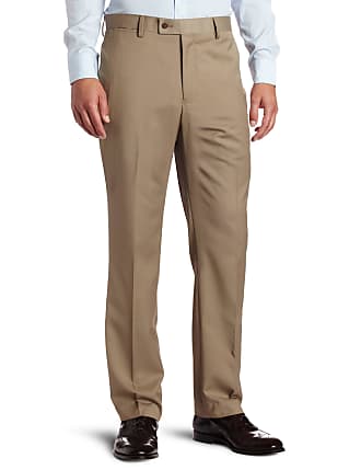 Louis Raphael Mens Herringbone Modern-Fit Flat-Front Dress Pant, Wheat, 36x34