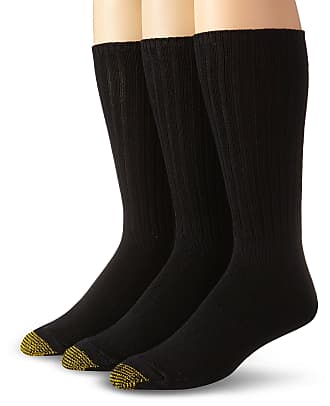 Gold Toe Mens Cotton Fluffies Crew Socks, 3 Pairs - black - Large