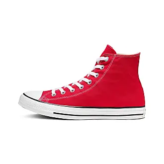 Red leather best sale converse