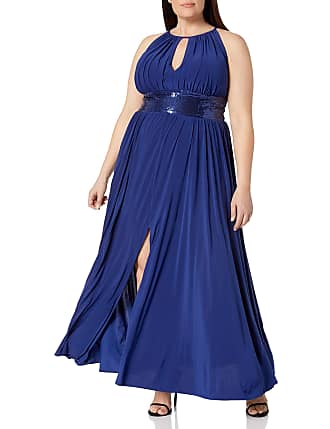 R&M Richards womens Halter Neck Beaded Waist Formal Special Occasion Dress, navy, 6 US