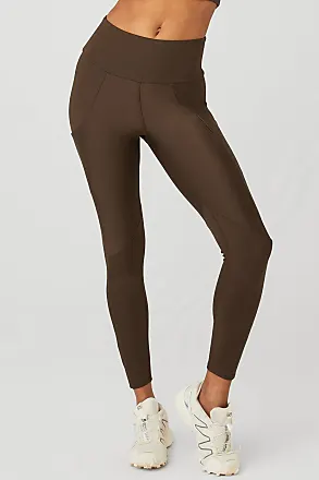 Dark brown plain thin leggings for women -  