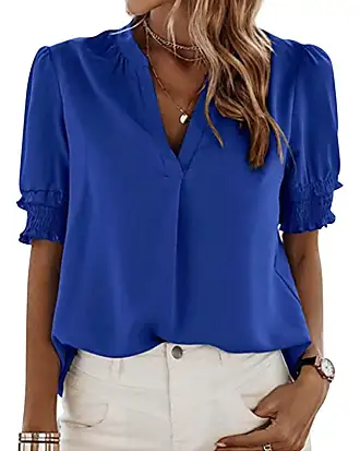 Camicia Donna Bottoni Colletto Manica Campana Plissé Elegante Casual S – LE  STYLE DE PARIS