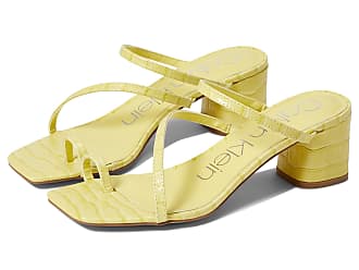 Calvin Klein Womens BELMA Heeled Sandal, Yellow Crocodile 701, 7.5