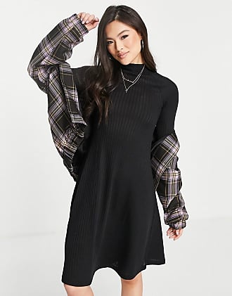 NA-KD high neck midi dress in black