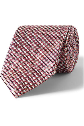 Black Red Geometric Plaid Silk Tie Pocket Square Cufflinks Set 8.5cm F