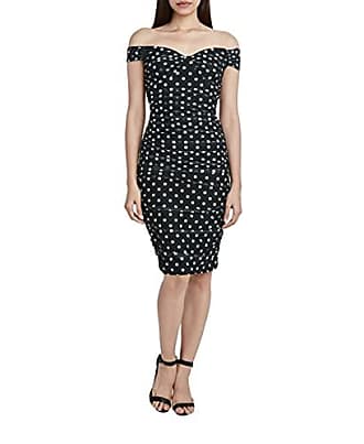 Bcbgmaxazria Womens Cocktail Dress with Off The Shoulder Short Sleeves, Black Combo, XX-Small