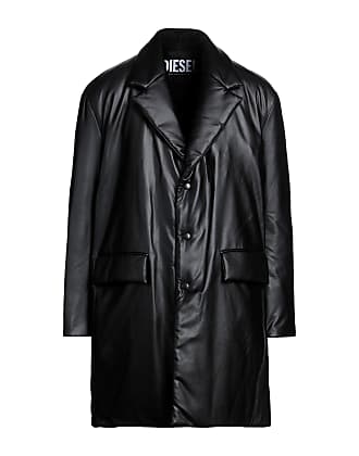 Diesel Distressed-effect Leather Trench Coat In Black
