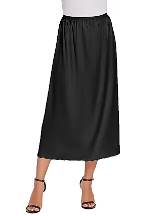 Foral Lace Trim Solid Skirt, Sexy Mid Rise Side Split Half Slips Petticoat,  Women's Underwear & Shapewear